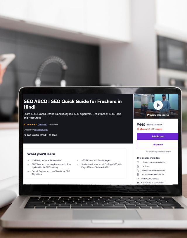SEO ABCD, A Udemy Course by Virendra Singh