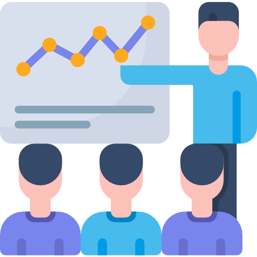 One person giving training to a team or group of people