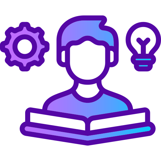 Icon which representing that a person is learning and developing the skills